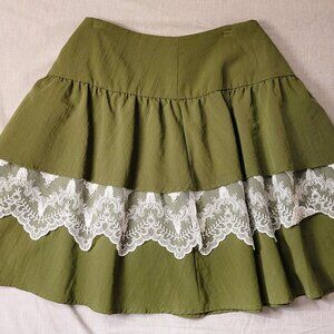 Green Skirt with Lace Detail